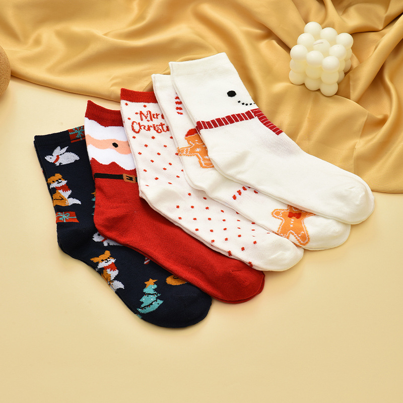 Christmas Holiday Socks Fashion Cotton Middle Tube Sock Festive Crew Socks